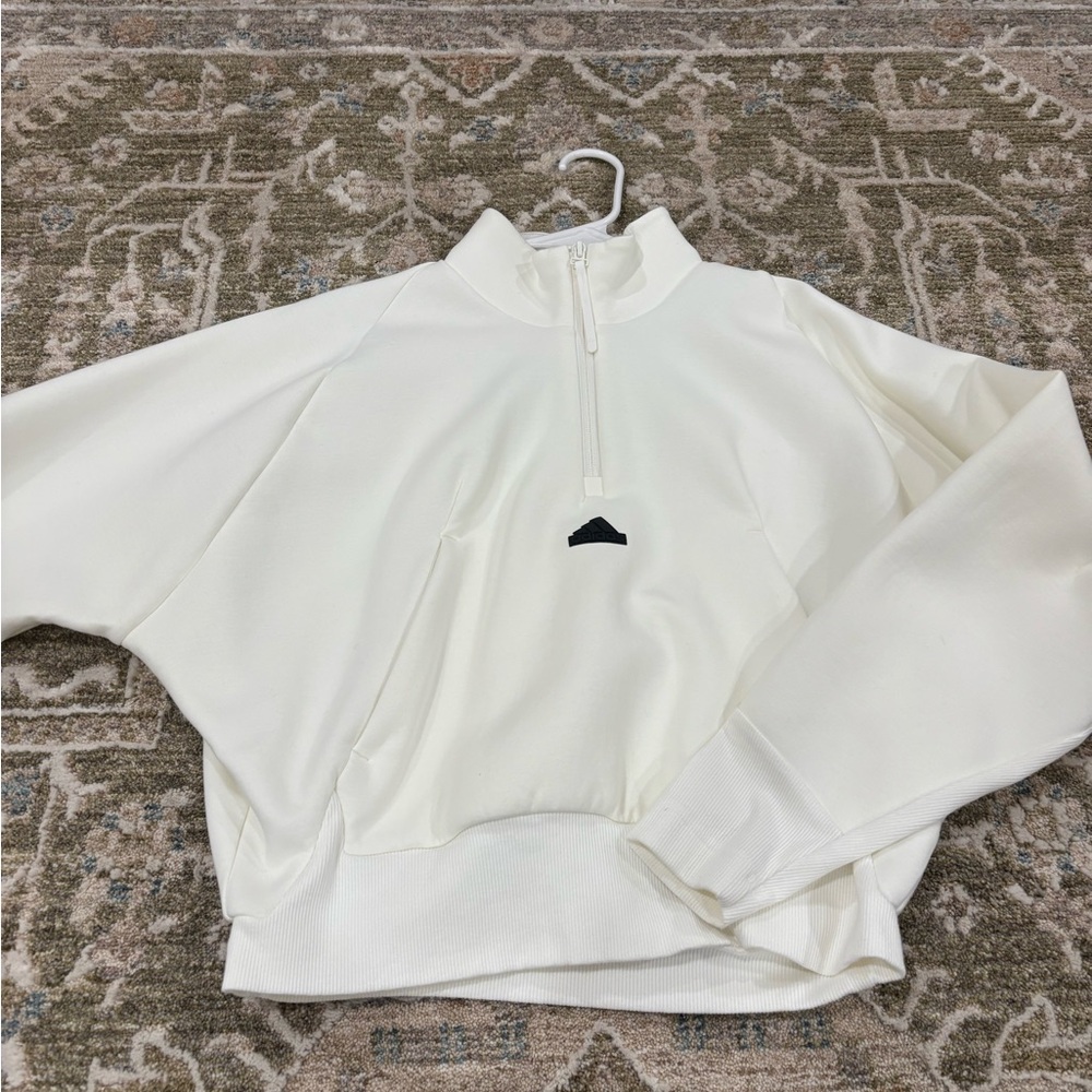 Adidas Cream Quarter-Zip Top